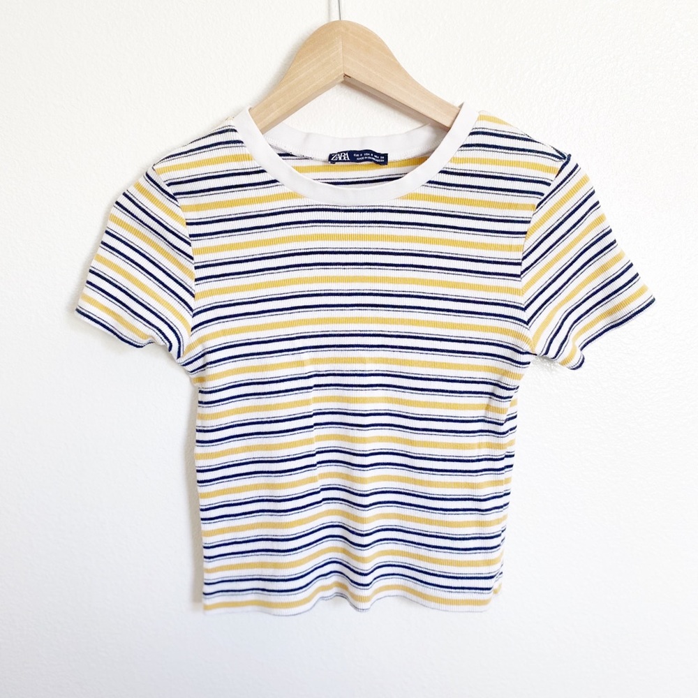 ZARA Striped Ribbed Ringer Crop Top sz Small